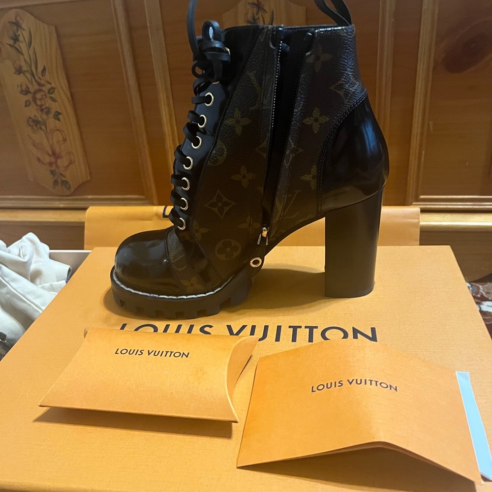 Louis Vuitton Black and Brown Heeled Boots